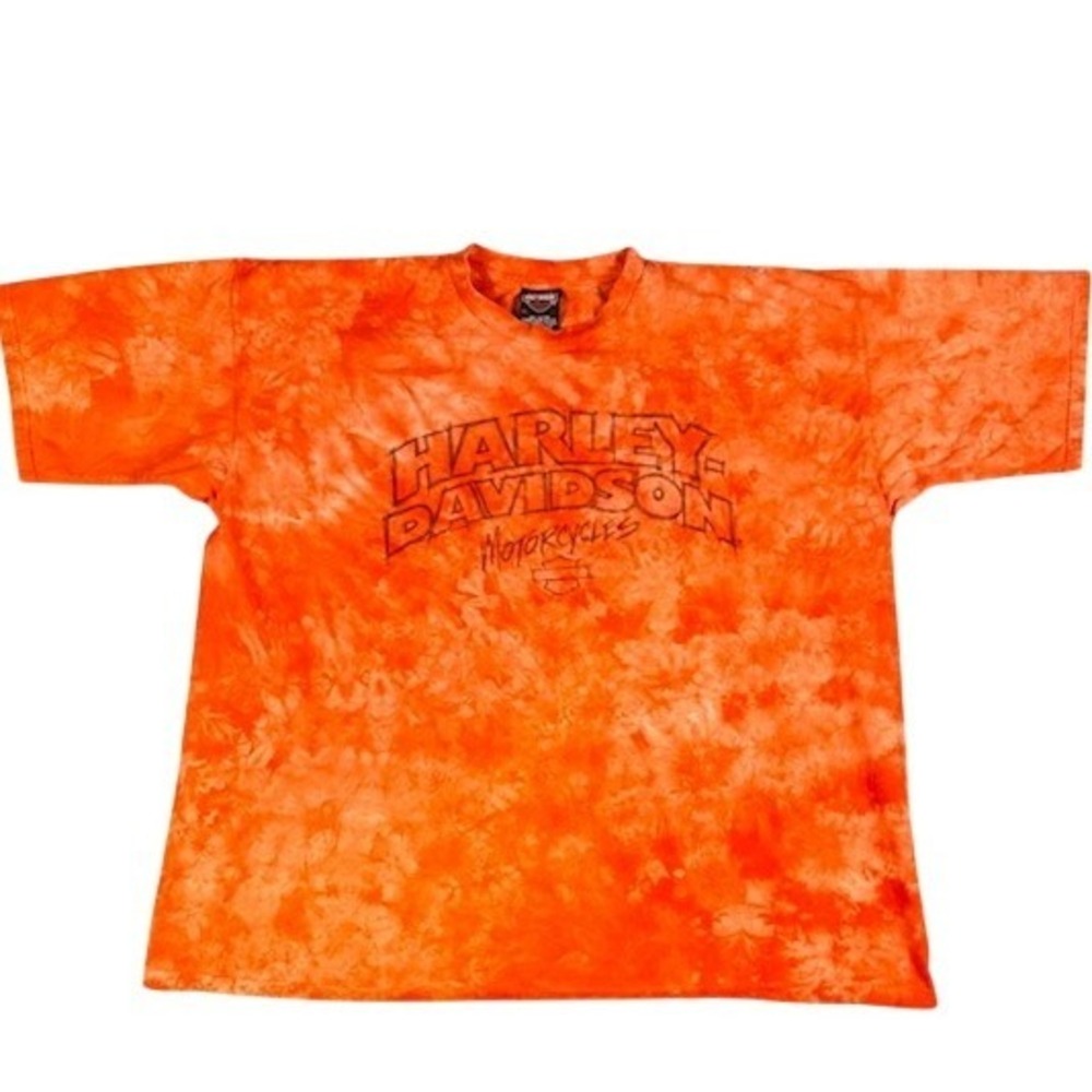 Harley Davidson T-Shirt Mens XL Daytona Beach Tie Dye Orange Graphic Tee Biker